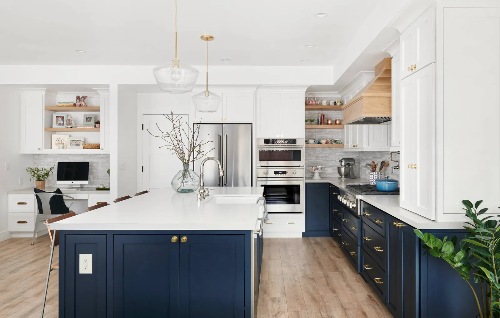 Custom kitchen cabinets in a modern open-plan kitchen