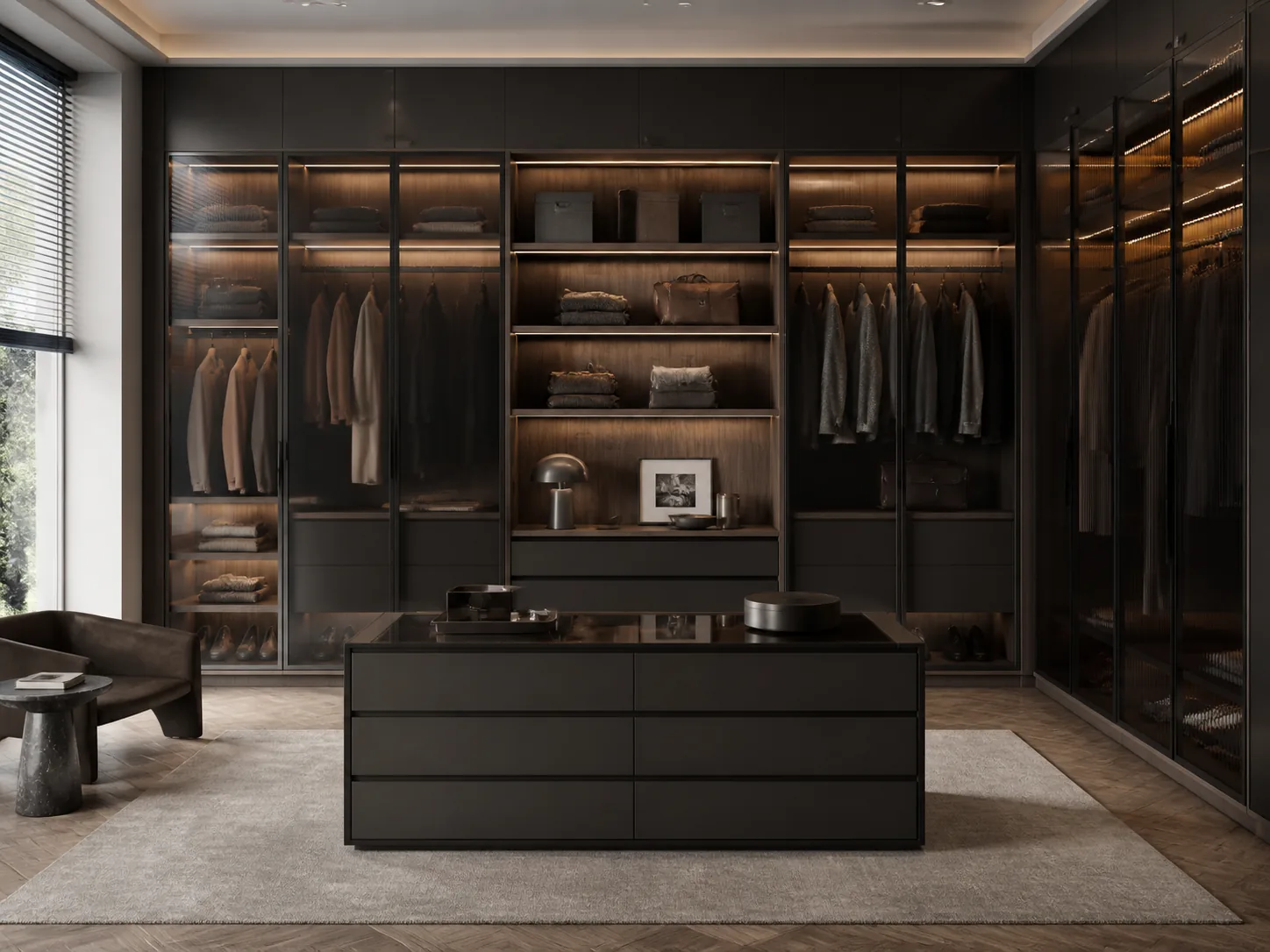 Made-to-measure wardrobe with sliding doors in a bedroom